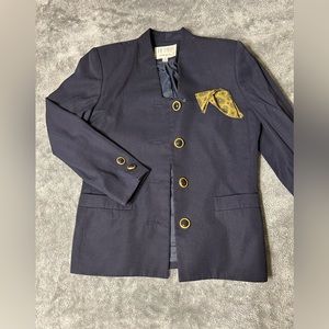 Petite Sophisticate woman vintage jacket, navy blue, size 4